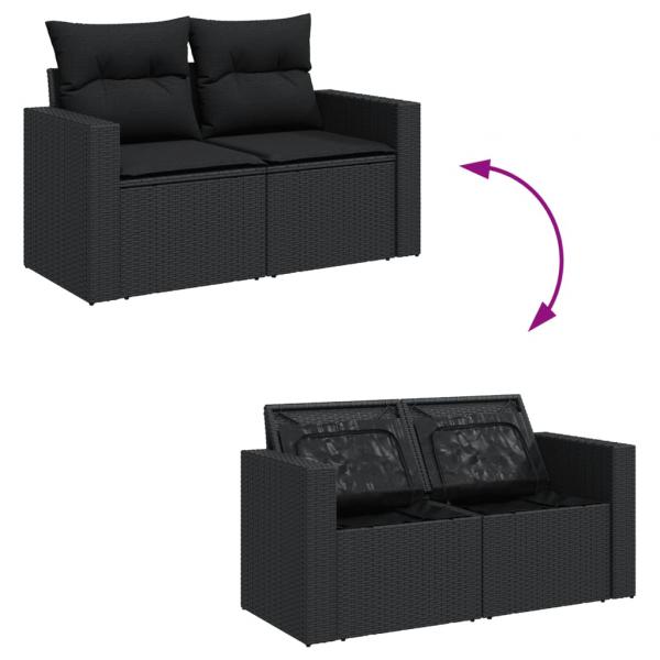 14-tlg. Garten-Sofagarnitur mit Kissen Schwarz Poly Rattan