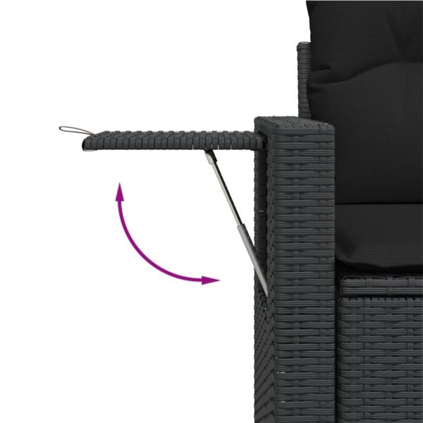 5-tlg. Garten-Sofagarnitur mit Kissen Schwarz Poly Rattan