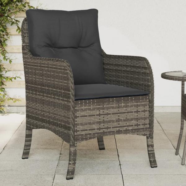 ARDEBO.de - Gartenstühle mit Kissen 2 Stk. Grau Poly Rattan