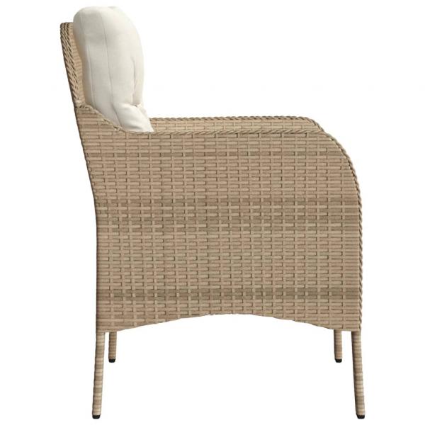 Gartenstühle mit Kissen 2 Stk. Beige Poly Rattan