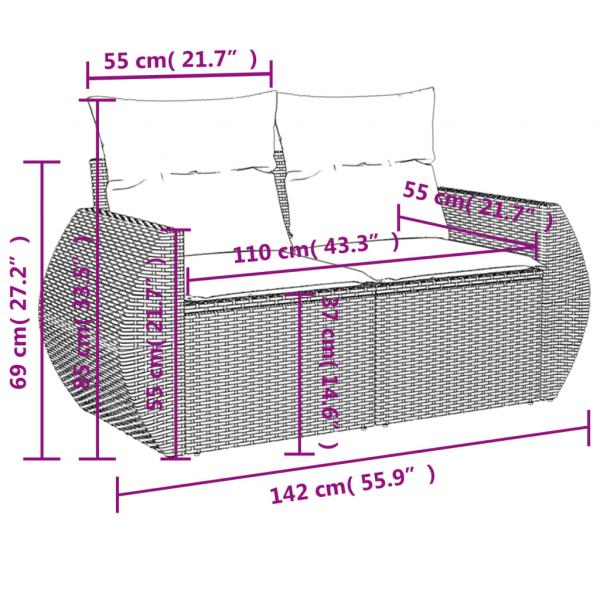 4-tlg. Garten-Sofagarnitur mit Kissen Schwarz Poly Rattan