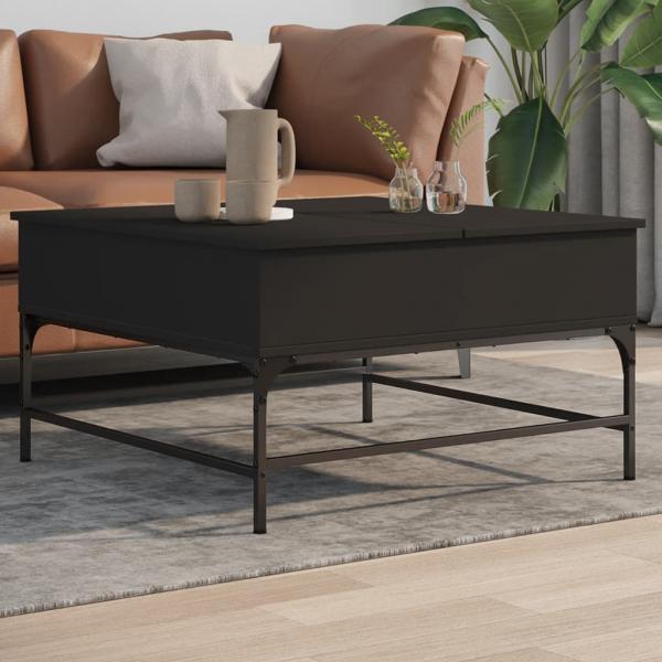 ARDEBO.de - Couchtisch Schwarz 80x80x45 cm Holzwerkstoff und Metall