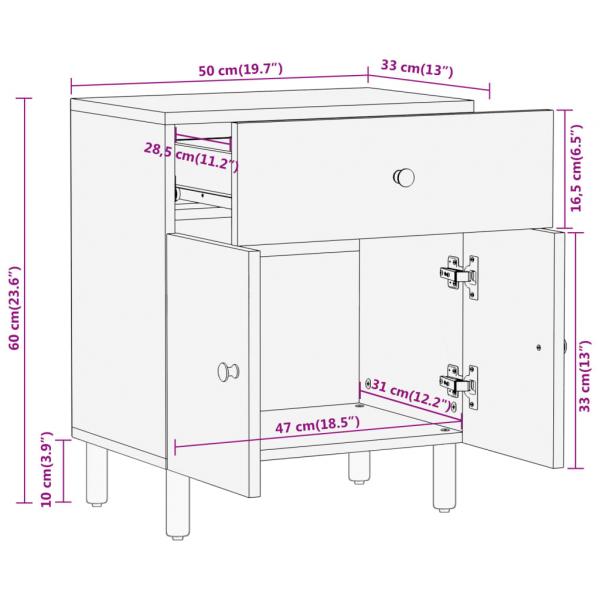 Nachttisch 50x33x60 cm Massivholz Mango