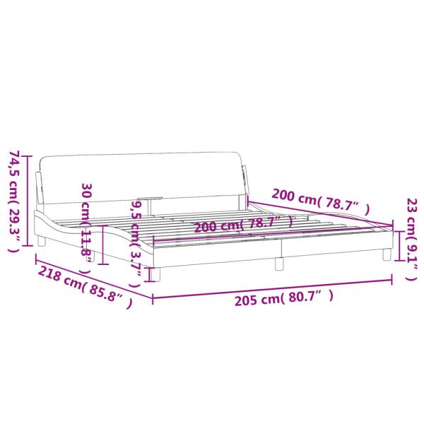 Bettgestell mit Kopfteil Schwarz 200x200 cm Samt