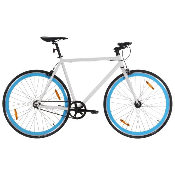 ARDEBO.de - Fahrrad mit Festem Gang Weiß und Blau 700c 55 cm