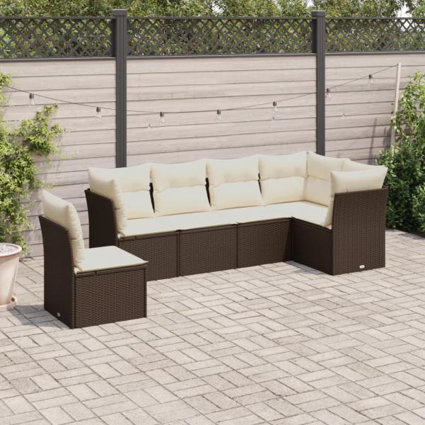 ARDEBO.de - 6-tlg. Garten-Sofagarnitur mit Kissen Braun Poly Rattan