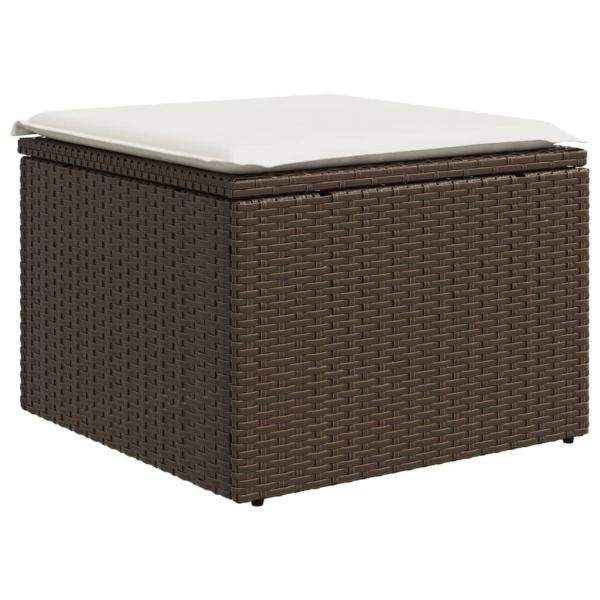 ARDEBO.de - Gartenhocker mit Kissen Braun 55x55x37 cm Poly Rattan