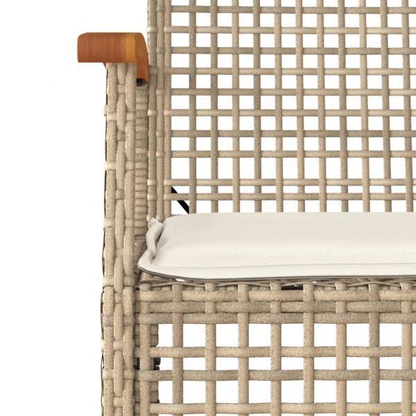 3-tlg. Garten-Essgruppe mit Kissen Beige Poly Rattan