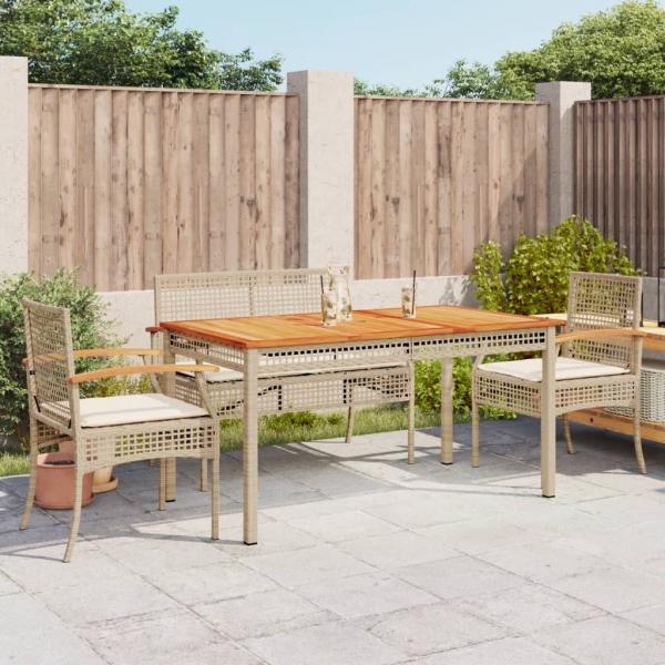 ARDEBO.de - 5-tlg. Garten-Essgruppe mit Kissen Beige Poly Rattan