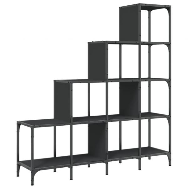 Bücherregal Schwarz 122x30x132 cm Holzwerkstoff und Metall