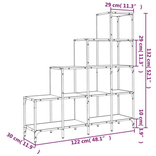 Bücherregal Schwarz 122x30x132 cm Holzwerkstoff und Metall