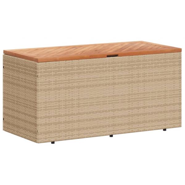 Gartentruhe Beige 110x50x54 cm Poly Rattan Akazienholz