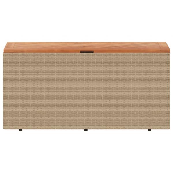 Gartentruhe Beige 110x50x54 cm Poly Rattan Akazienholz