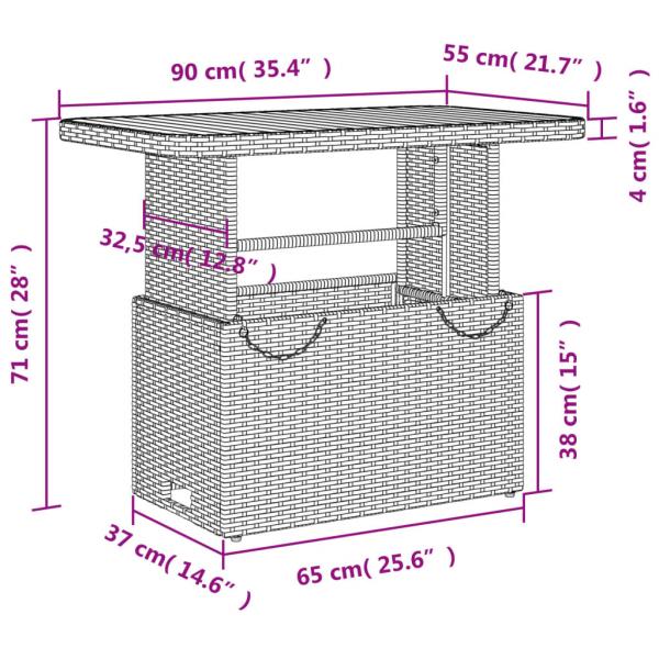 2-tlg. Garten-Essgruppe mit Kissen Beige Poly Rattan