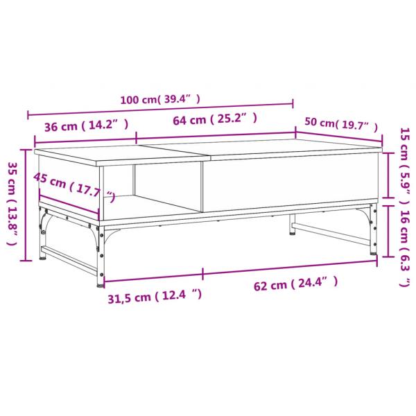 Couchtisch Schwarz 100x50x35 cm Holzwerkstoff und Metall