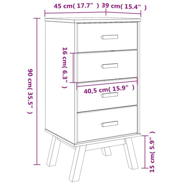 Nachttisch OLDEN Weiß und Braun Massivholz Kiefer 