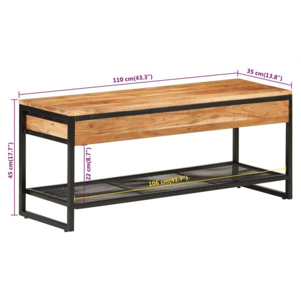 Schuhbank 110x35x45 cm Massivholz Akazie und Eisen