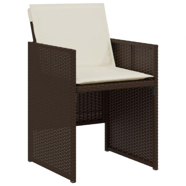 3-tlg. Bistro-Set mit Kissen Braun Poly Rattan