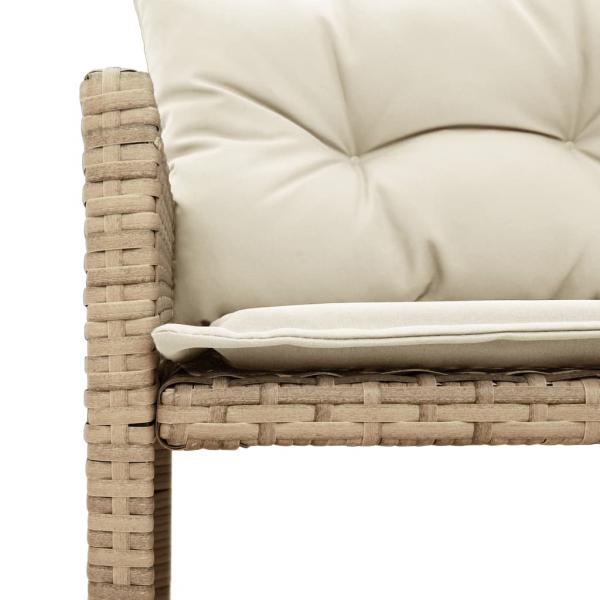 Gartensofa in L-Form mit Tisch und Kissen Beige Poly Rattan