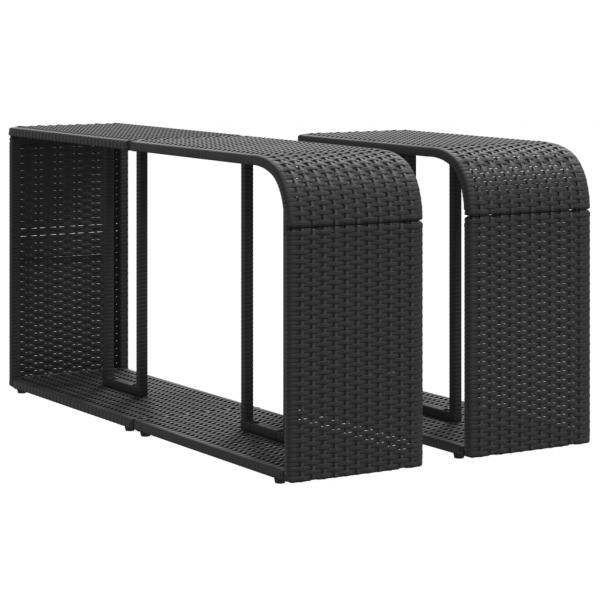 11-tlg. Garten-Sofagarnitur mit Kissen Schwarz Poly Rattan