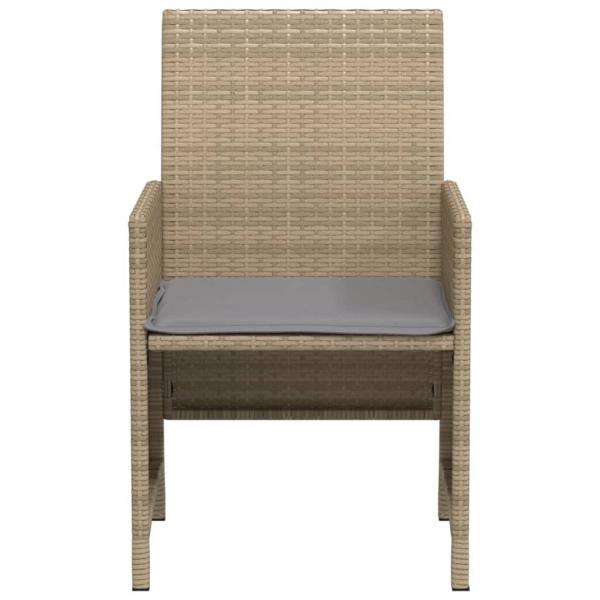 3-tlg. Bistro-Set mit Kissen Beigemischung Poly Rattan