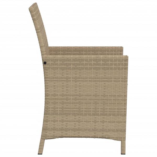 3-tlg. Bistro-Set mit Kissen Beigemischung Poly Rattan