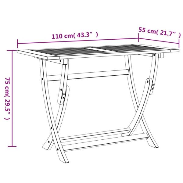 Gartentisch Klappbar 110x55x75 cm Massivholz Akazie