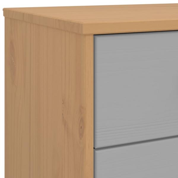 Schubladenschrank OLDEN Grau und Braun Massivholz Kiefer