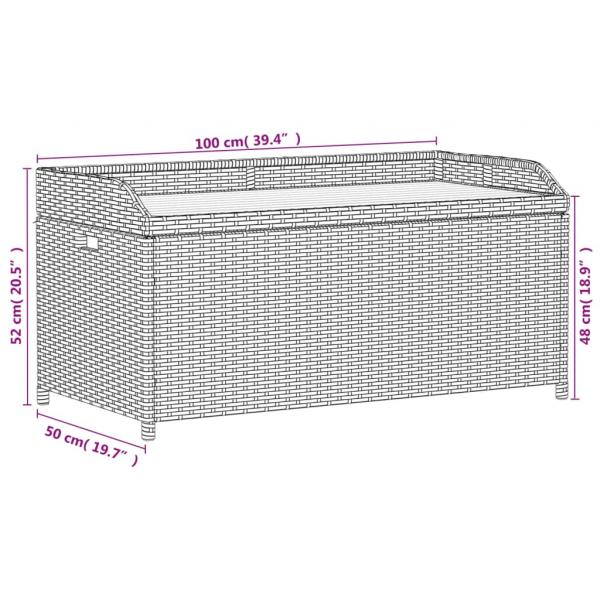 Bank mit Stauraum Schwarz 100x50x52 cm Poly Rattan Akazienholz