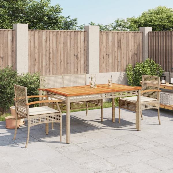 ARDEBO.de - 4-tlg. Garten-Essgruppe mit Kissen Beige Poly Rattan