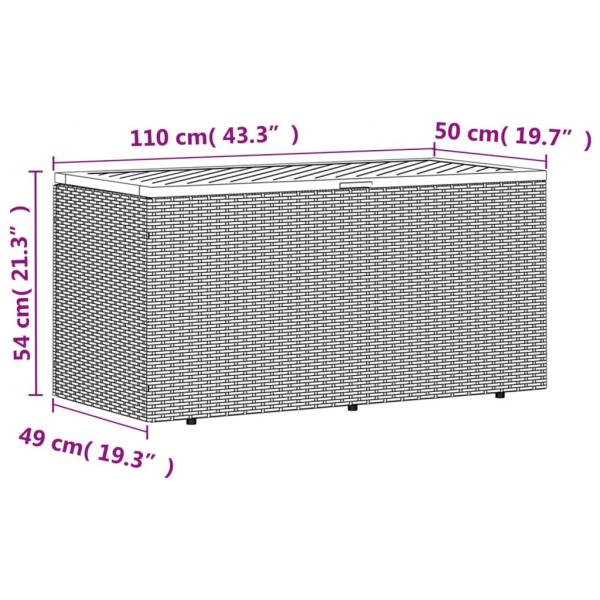 Gartentruhe Grau 110x50x54 cm Poly Rattan Akazienholz