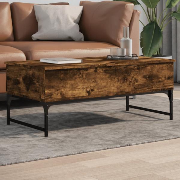 ARDEBO.de - Couchtisch Räuchereiche 100x50x40 cm Holzwerkstoff und Metall