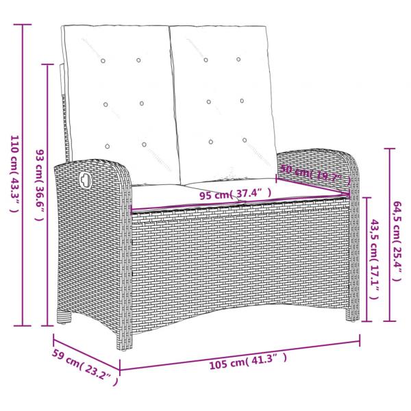 2-tlg. Garten-Essgruppe mit Kissen Grau Poly Rattan