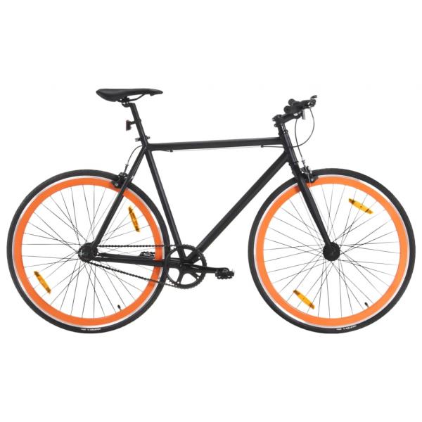 ARDEBO.de - Fahrrad mit Festem Gang Schwarz und Orange 700c 59 cm