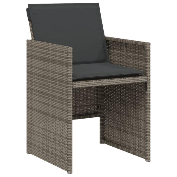 3-tlg. Bistro-Set mit Kissen Grau Poly Rattan