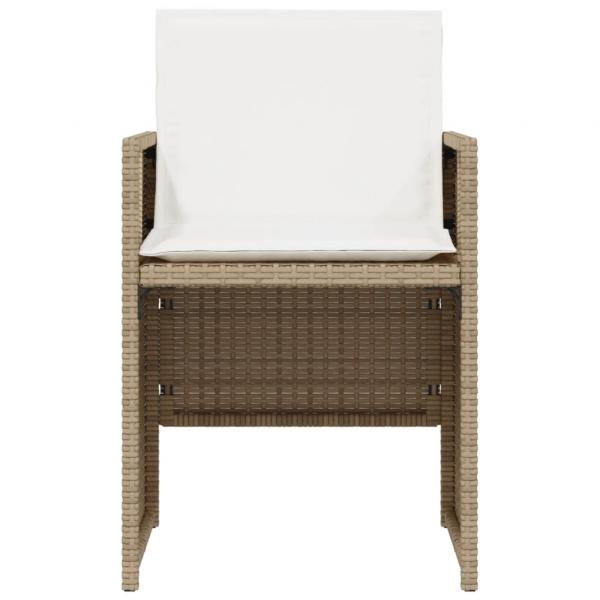 3-tlg. Bistro-Set mit Kissen Beige Poly Rattan