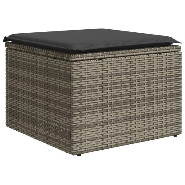 6-tlg. Garten-Sofagarnitur mit Kissen Grau Poly Rattan