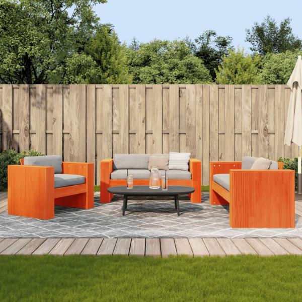 ARDEBO.de - 2-tlg. Garten-Lounge-Set Wachsbraun Massivholz Kiefer