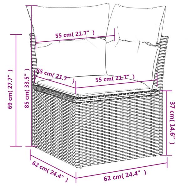 8-tlg. Garten-Sofagarnitur mit Kissen Beige Poly Rattan