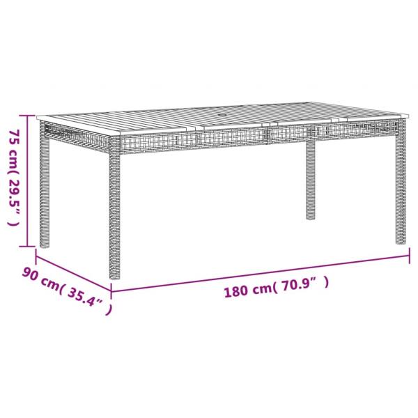 7-tlg. Garten-Essgruppe mit Kissen Schwarz Poly Rattan