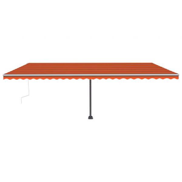 Markise Manuell Einziehbar mit LED 600x300 cm Orange Braun