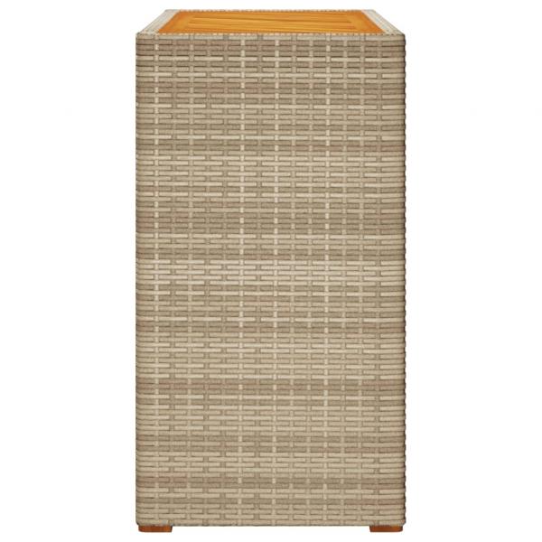 Garten-Beistelltisch mit Holzplatte Beige Poly Rattan