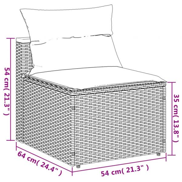 5-tlg. Garten-Sofagarnitur mit Kissen Grau Poly Rattan Akazie