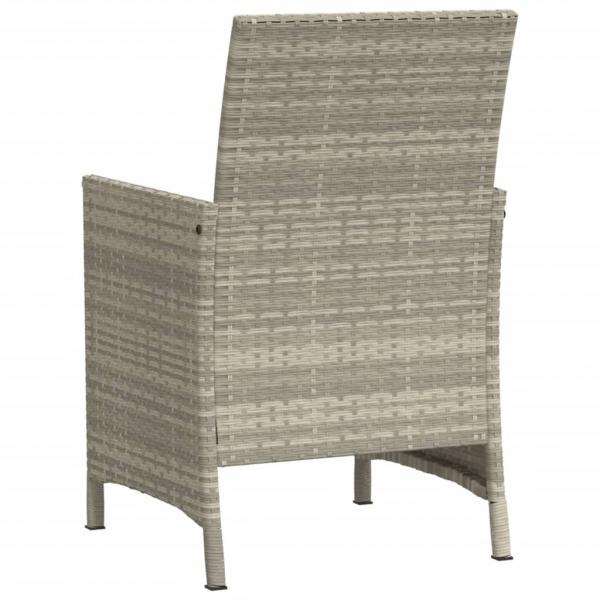 3-tlg. Bistro-Set mit Kissen Hellgrau Poly Rattan