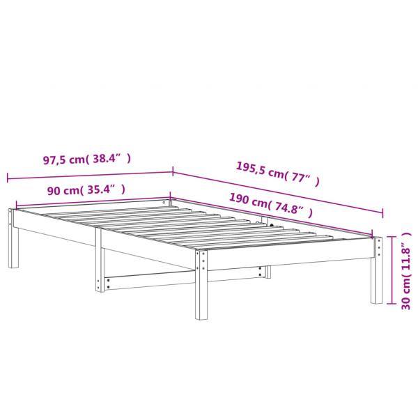 Tagesbett Wachsbraun 90x190 cm Massivholz Kiefer