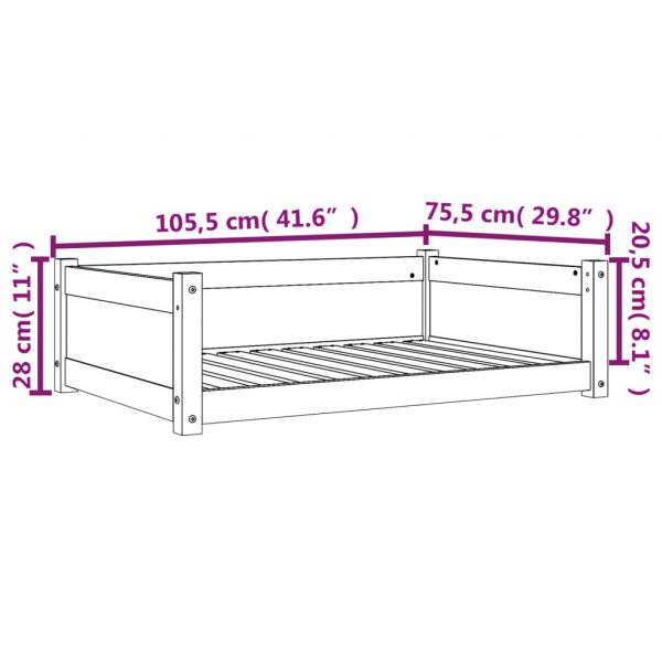 Hundebett Wachsbraun 105,5x75,5x28 cm Massivholz Kiefer