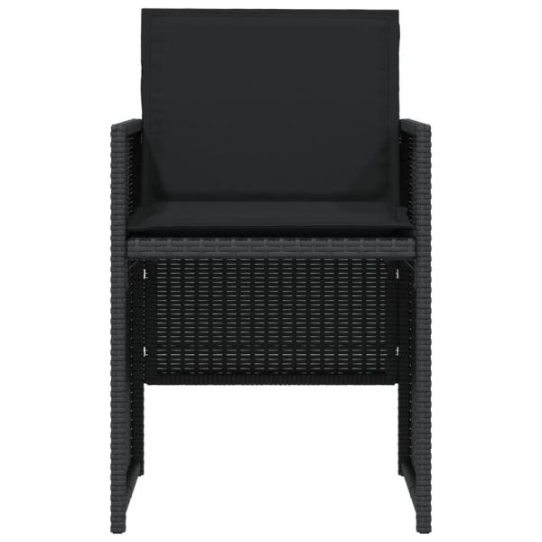 3-tlg. Bistro-Set mit Kissen Schwarz Poly Rattan