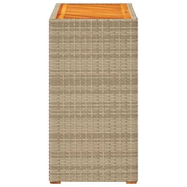 Garten-Beistelltisch mit Holzplatte Beige Poly Rattan