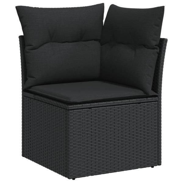 4-tlg. Garten-Sofagarnitur mit Kissen Schwarz Poly Rattan