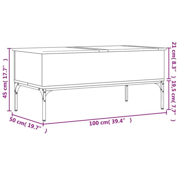 Couchtisch Schwarz 100x50x45 cm Holzwerkstoff und Metall